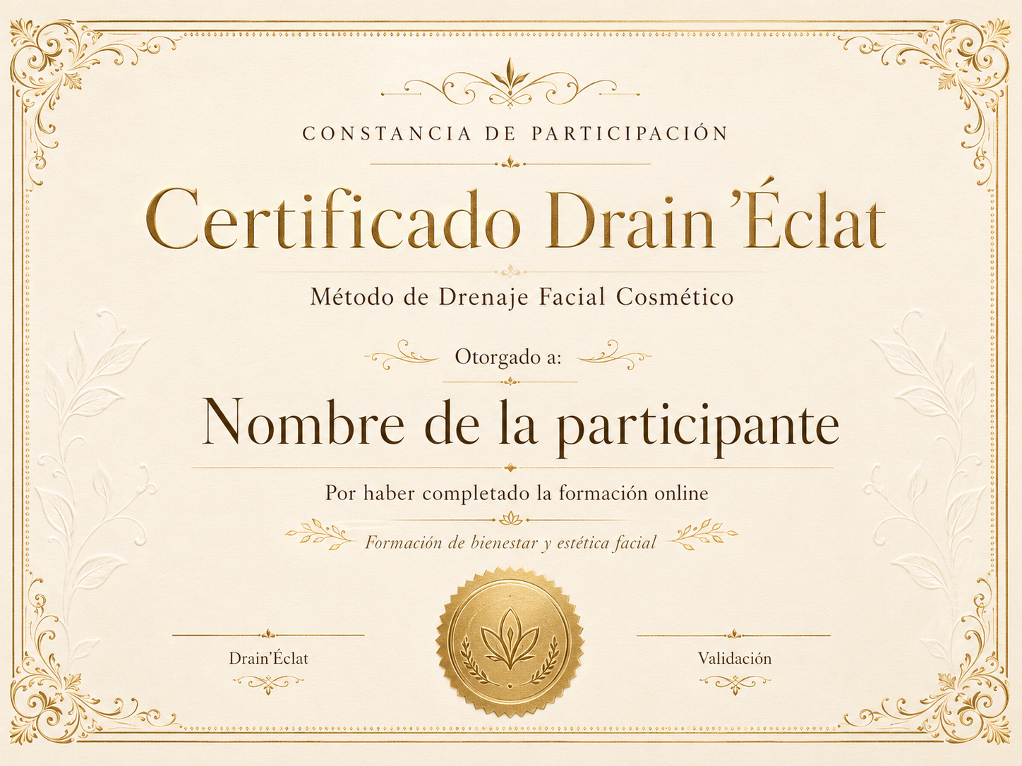Certificado de participación Drain'Éclat™