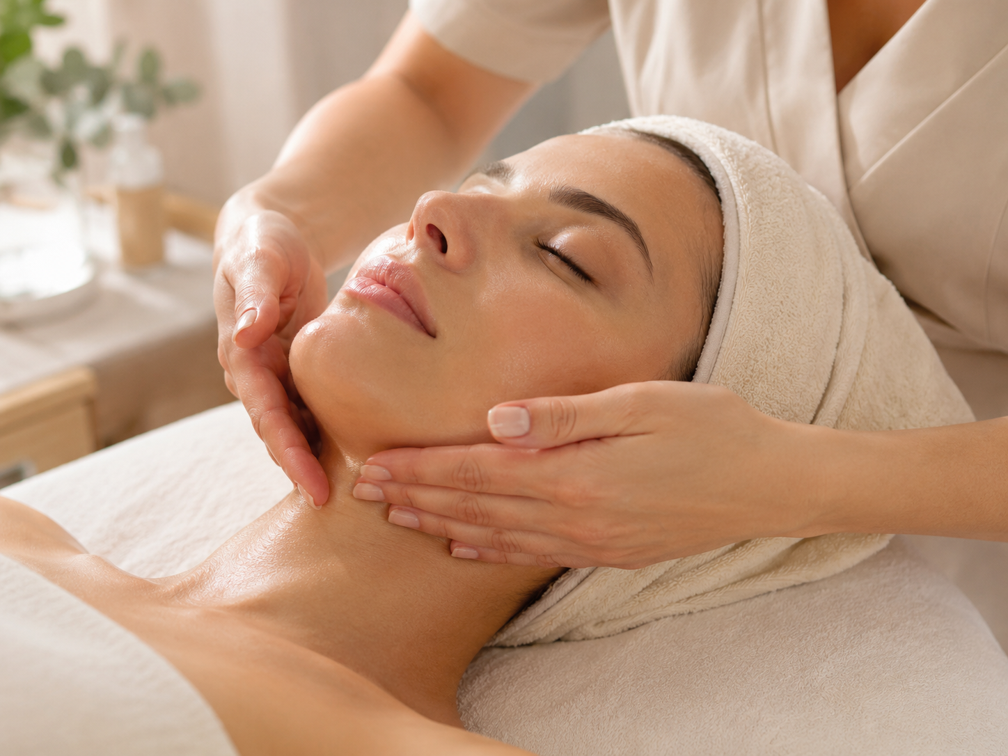 Alisado suave del contorno facial — drenaje facial cosmético